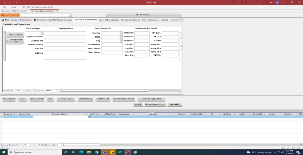 Contacts in Department